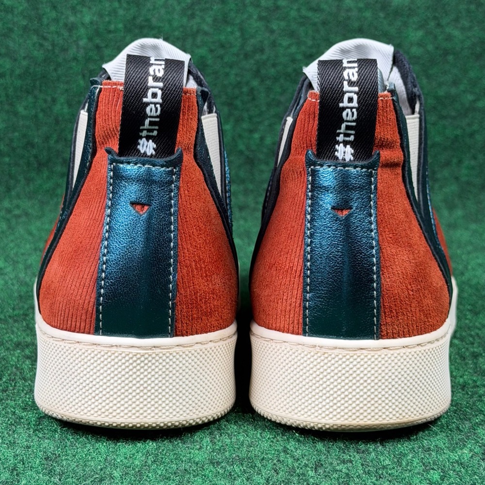 Vaddia Zip Front Corduroy Sneakers Burnt Orange Metallic Teal Women 9 EU 40 Shoe - Picture 5 of 9